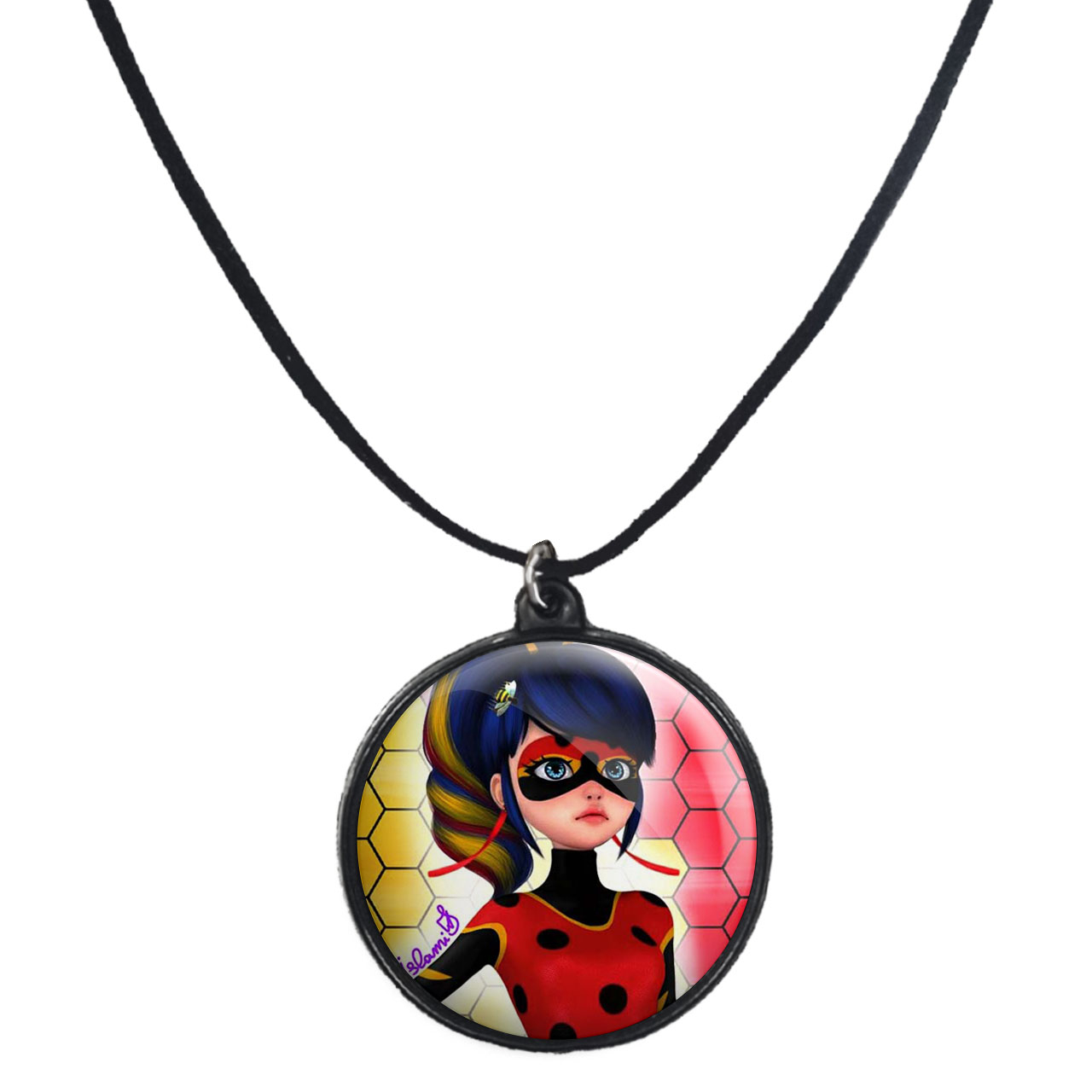 گردنبند پرمانه طرح کفشدوزکی کد pmb.7504 مدل دو طرفه