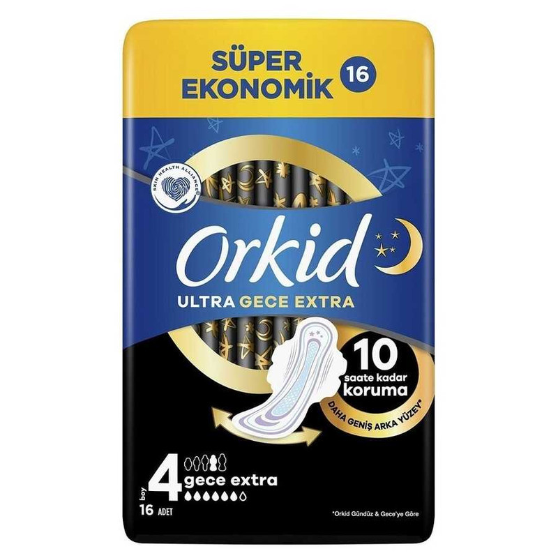 نوار بهداشتی اورکید مدل Ultra Extra 4 Gece Extra بسته 10 عددی