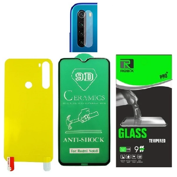 محافظ صفحه نمایش وپشت گوشی روبیکس مدل CR-Note8 مناسب برای گوشی موبایل شیائومی Redmi Note 8 به همراه محافظ لنز دوربین