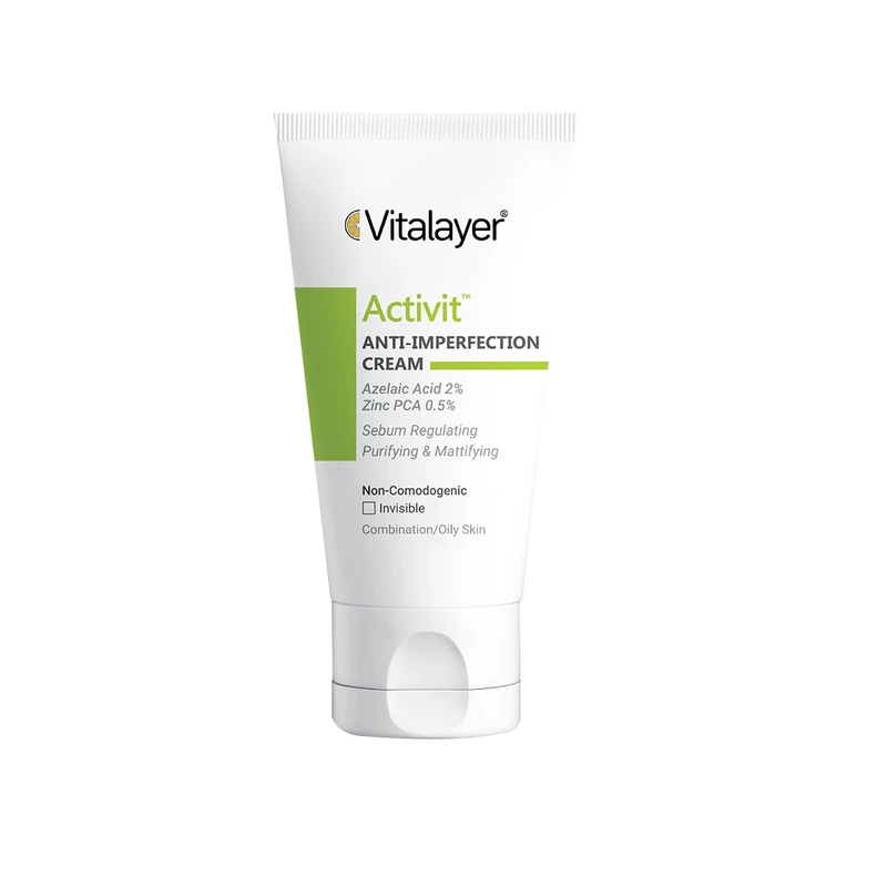 کرم ضد جوش صورت ویتالیر مدل کرم ضد جوش بدون رنگ ویتالیر مدل Activit حجم 40 میلی لیتر مناسب برای پوست انواع پوست حجم 40 میلی‌لیتر
