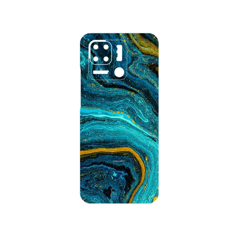 برچسب پوششی ماهوت مدل Turquoise marblewith golden streaks مناسب برای گوشی موبایل شیائومی Redmi 10 Power