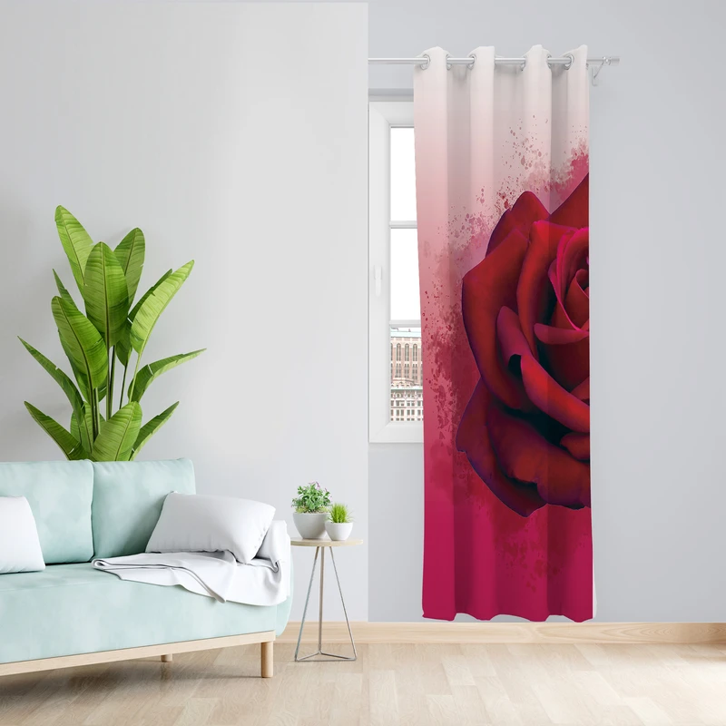 پرده طرح گل مدل مخمل پانچی کد L 293 Z سایز 140x200 سانتی متر