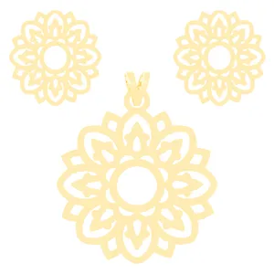 نیم ست طلا 18 عیار زنانه کرابو طرح گل مدل Kr8064