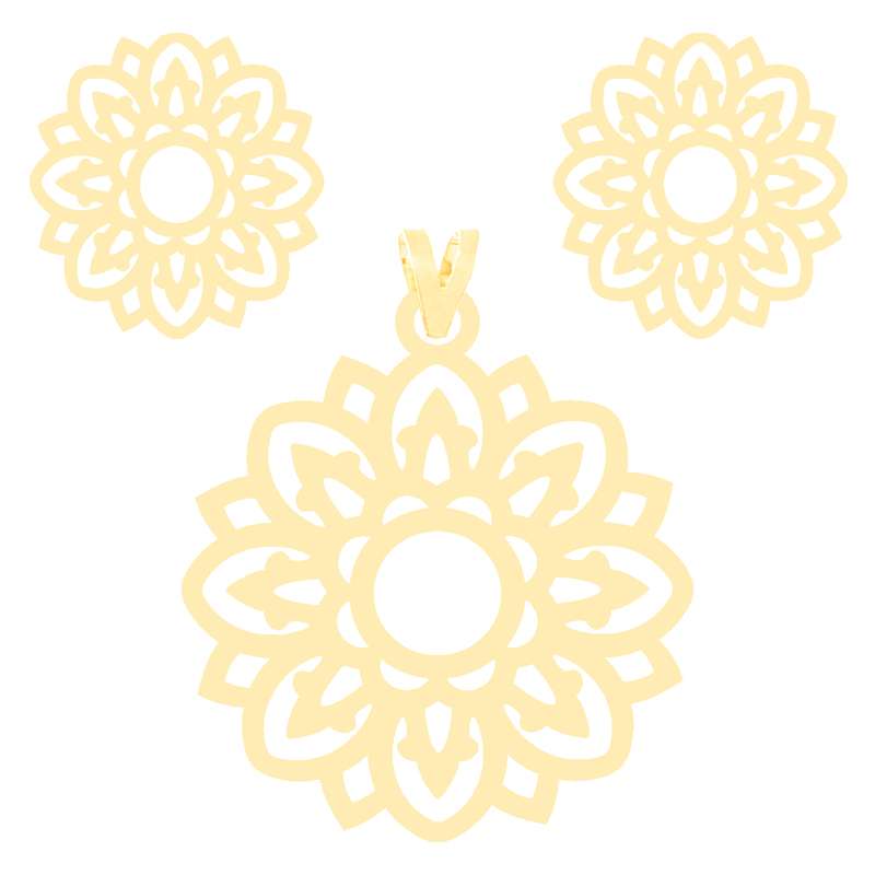 نیم ست طلا 18 عیار زنانه کرابو طرح گل مدل Kr8064