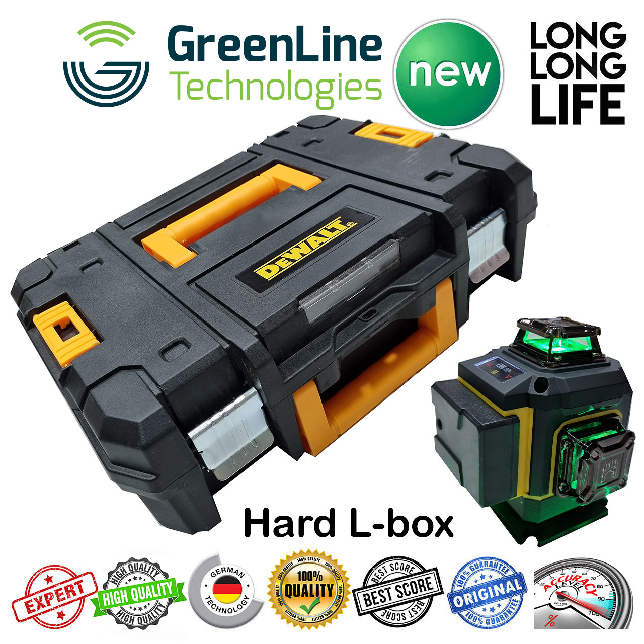 تراز لیزری  مدل 4 بعدی نور سبز کد 360- 4D 16 Lines Hard Box