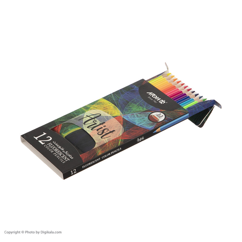 مداد رنگی 12 رنگ آریا مدل فلورسنت کد 3611