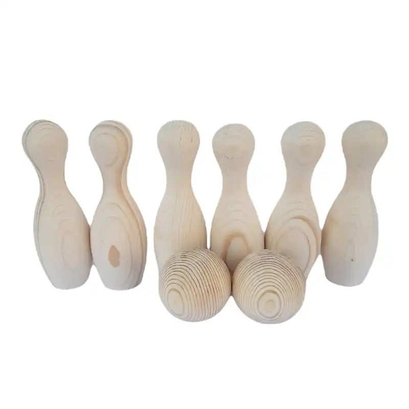 اسباب بازی چوبی مدل بولینگ دکوراتیو کد WBO11 مجموعه 8 عددی
