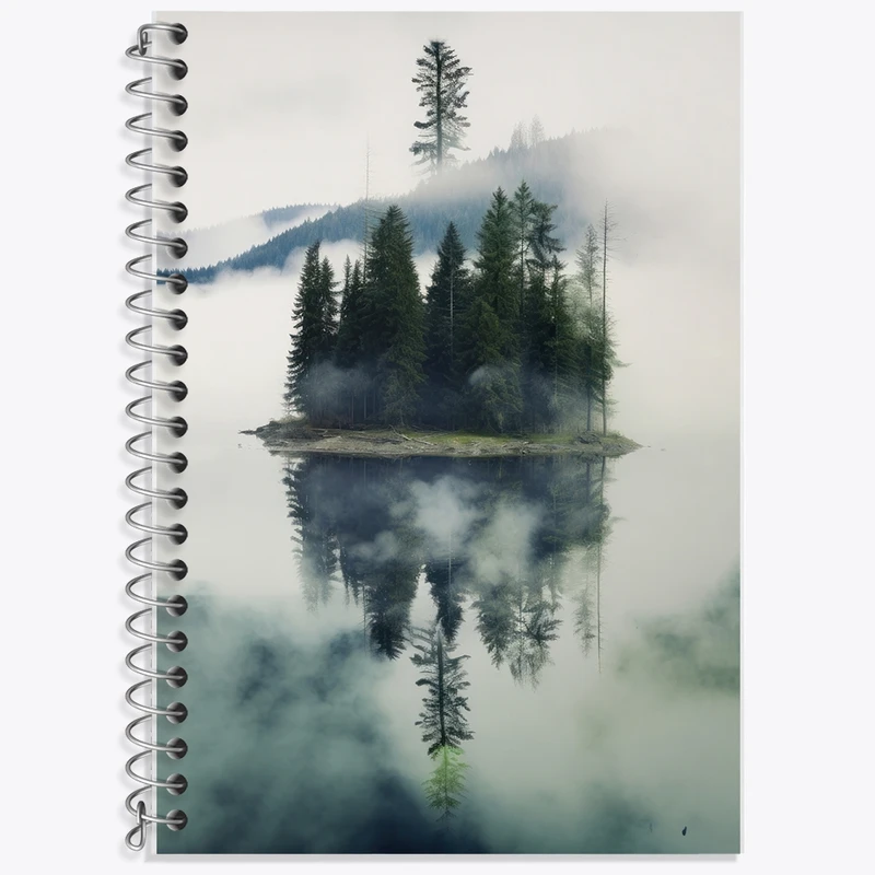 دفتر زبان 50 برگ خندالو مدل سه خط طرح جنگل و مه کد F2679