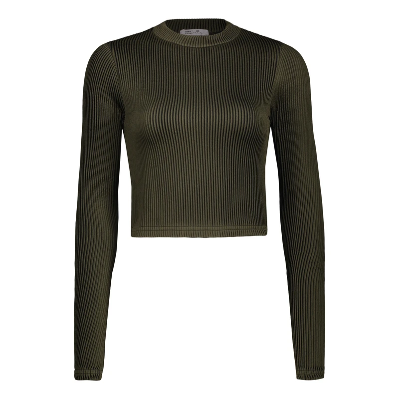 کراپ‌ تی‌شرت آستین بلند زنانه مون‌سا مدل 41082410003-49