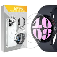 محافظ صفحه نمایش شیشه ای اسپریگ مدل SPG مناسب برای ساعت هوشمند سامسونگ Galaxy watch 6 44mm مجموعه 3 عددی