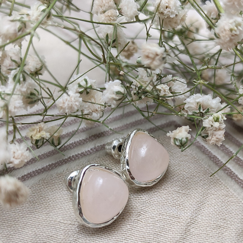گوشواره میخی زنانه مدل E2653 ROSE QUARTZ