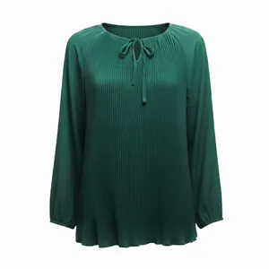 بلوز آستین بلند یقه بندی زنانه مدل پلیسه