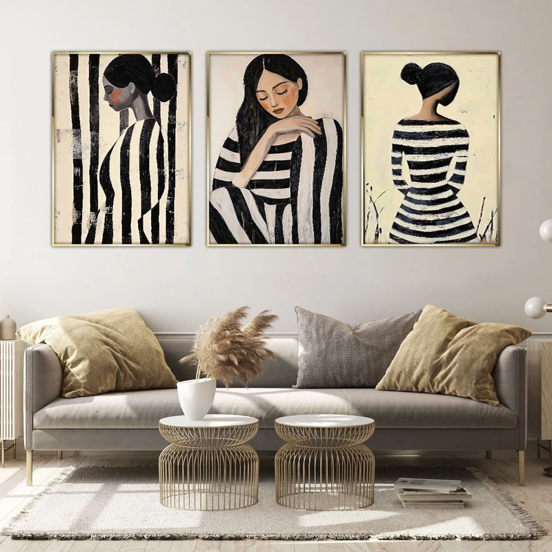 تابلو آتریسا طرح دخترانه مدرن مدل AT00649 مجموعه 3 عددی