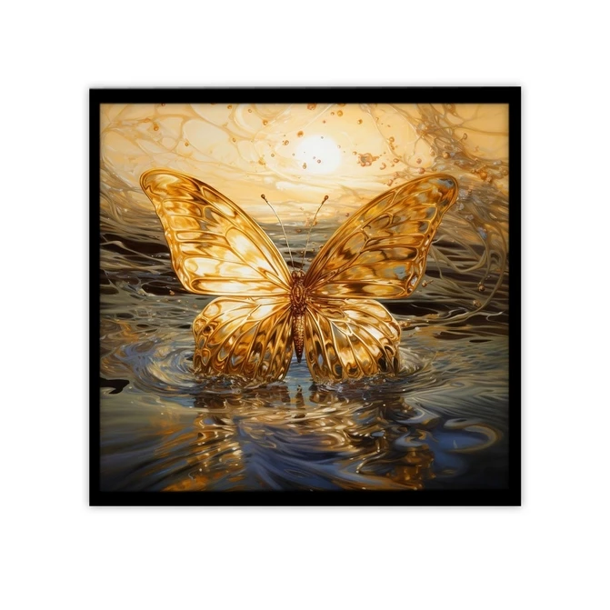 تابلو نوری بکلیت طرح پروانه طلایی مدل لایت باکس B-MID-19626