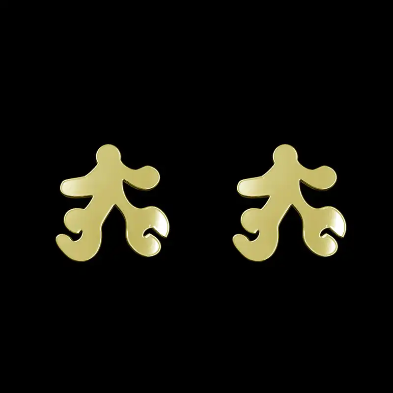 گوشواره طلا 18 عیار زنانه مدوپد مدل هندسی کد GA1-16078