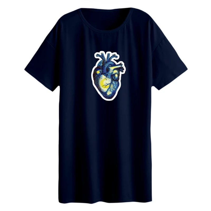 تی شرت لانگ آستین کوتاه زنانه مدل قلب مینیمال کد 03