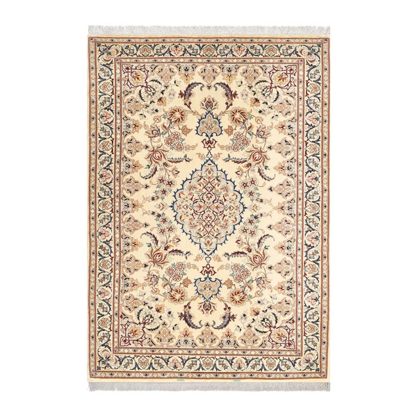 فرش ماشینی زانیس مدل سنتی طرح اصفهان زمینه کرم