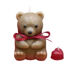 شمع مدل خرس و قلب مجموعه 2 عددی