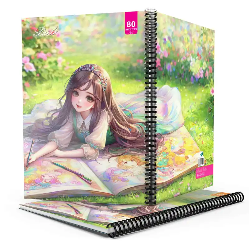 دفتر نقاشی 80 برگ بله مدل رحلی طرح فانتزی دختر نقاش کد A4-M82