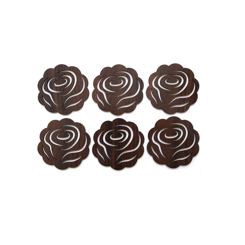 زیر لیوانی مدل گل زیبای عشق بسته 6 عددی