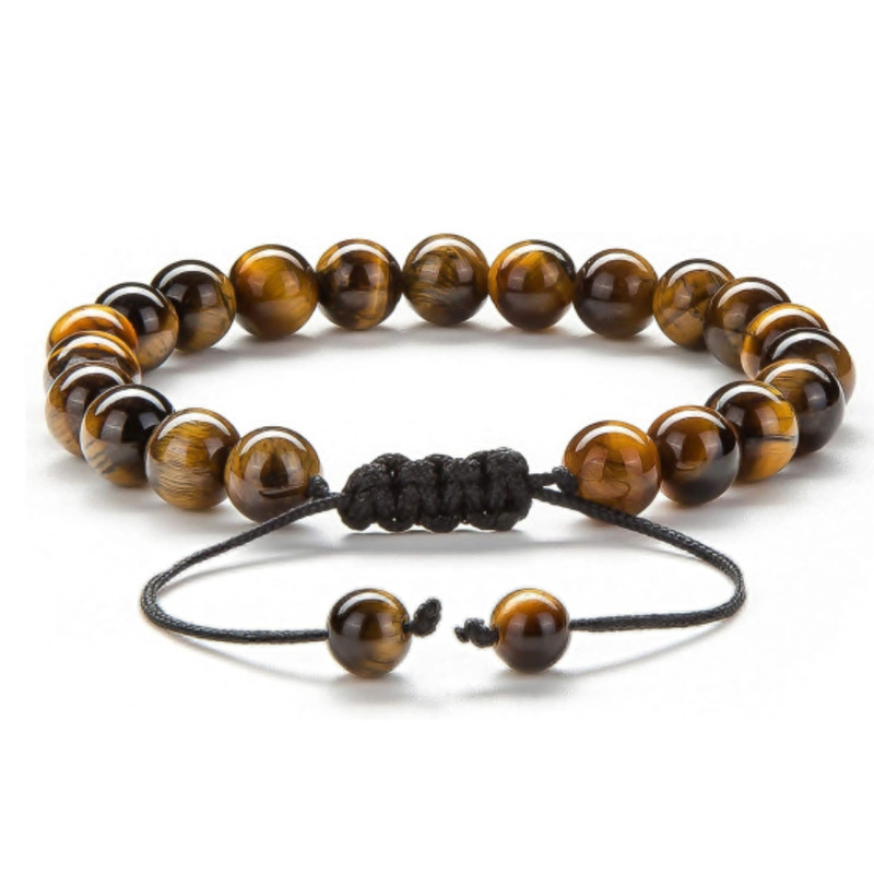 دستبند دست ساز مردانه مدل سنگ چشم ببر