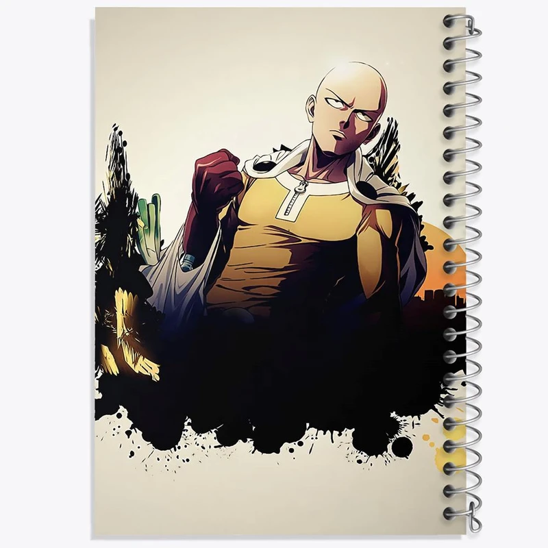دفتر ژورنال نویسی 50 برگ خندالو مدل نقطه ای طرح سایتاما انیمه مرد تک مشتی One Punch Man کد 11340