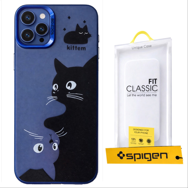 کاور اسپیجن مدل طرح گربه مناسب برای گوشی موبایل اپل iphone 15 pro max