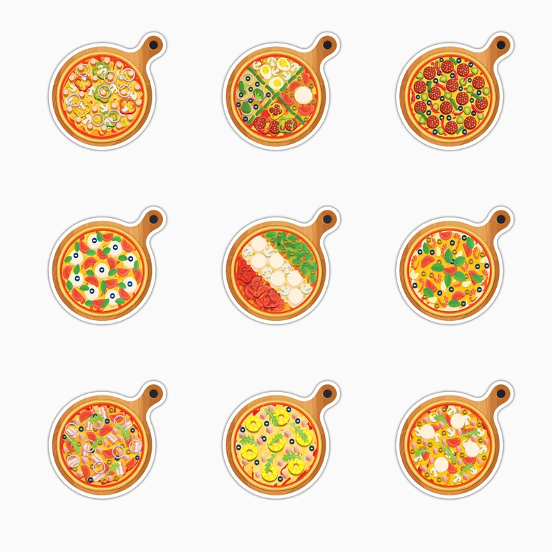 استیکر لپ تاپ و موبایل بووم طرح پیتزا ایتالیایی کد MM115 مجموعه 9 عددی