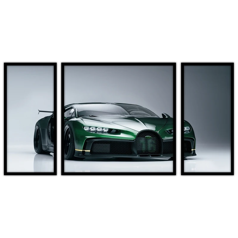 تابلو بکلیت طرح  ماشین لوکس و مدرن بوگاتی مدل B-bu3588 مجموعه 3 عددی