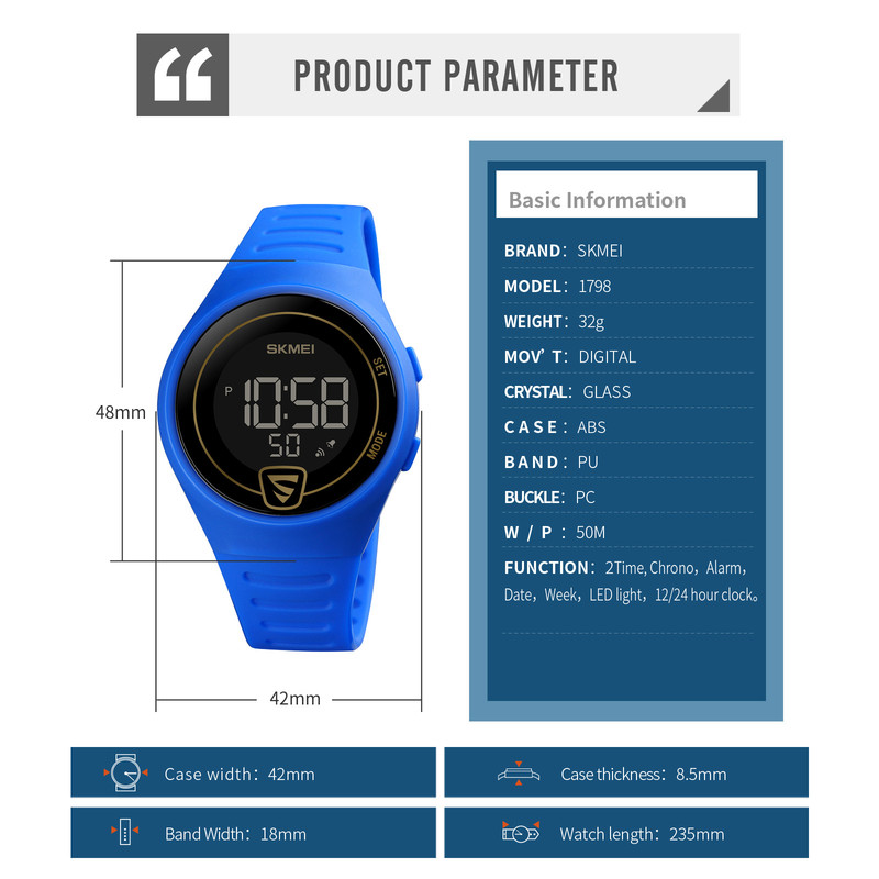 ساعت مچی دیجیتال اسکمی مدل 1798Bu