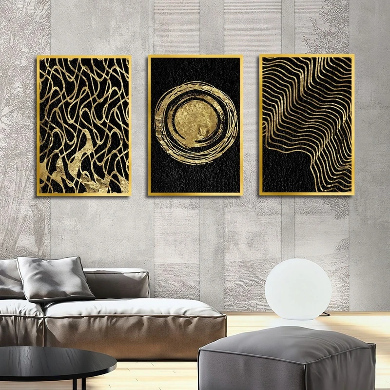 تابلو بکلیت طرح انتزاعی خورشید مدل T-2482 مجموعه 3 عددی