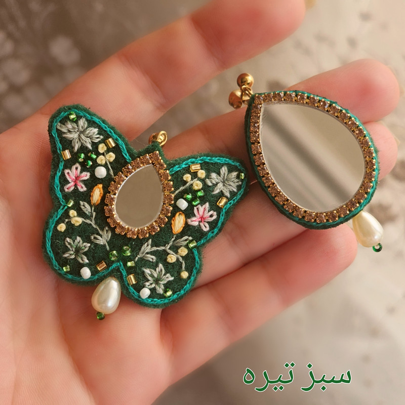 گوشواره دست دوز زنانه مدل پروانه خیال
