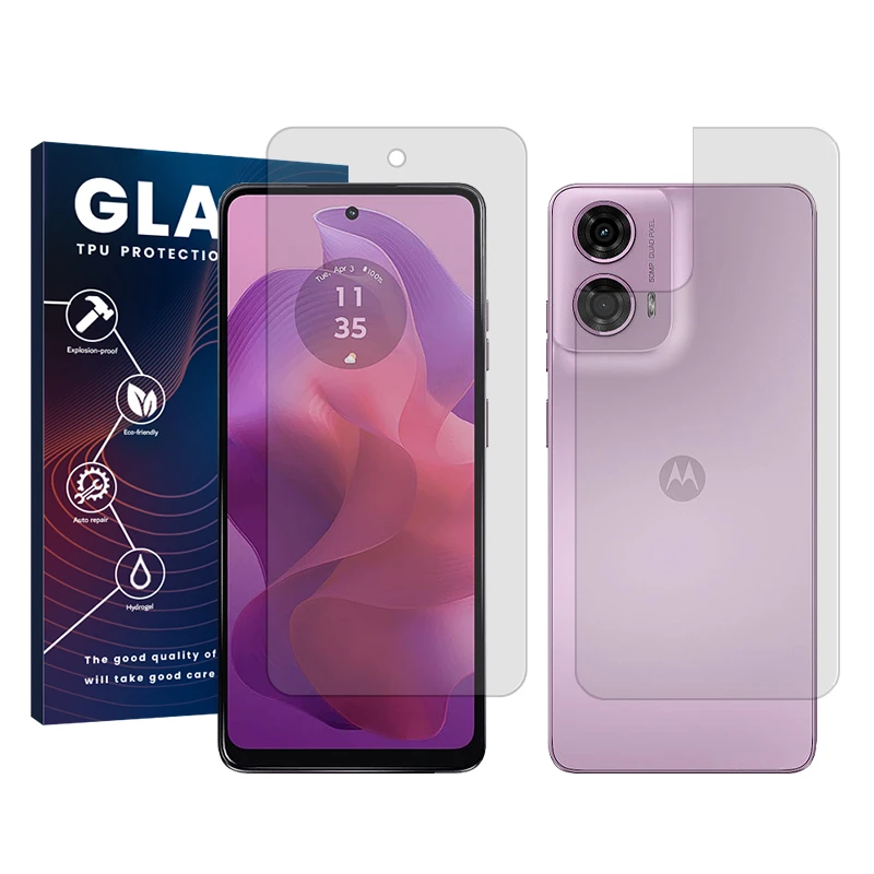 محافظ صفحه نمایش شفاف گلس مدل Resistant مناسب برای گوشی موبایل موتورولا Moto G24 به همراه محافظ پشت گوشی