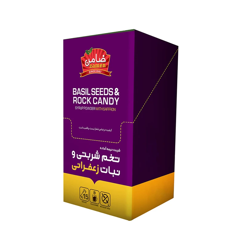 تخم شربتی و نبات زعفراني ضامن - بسته 15 عددی