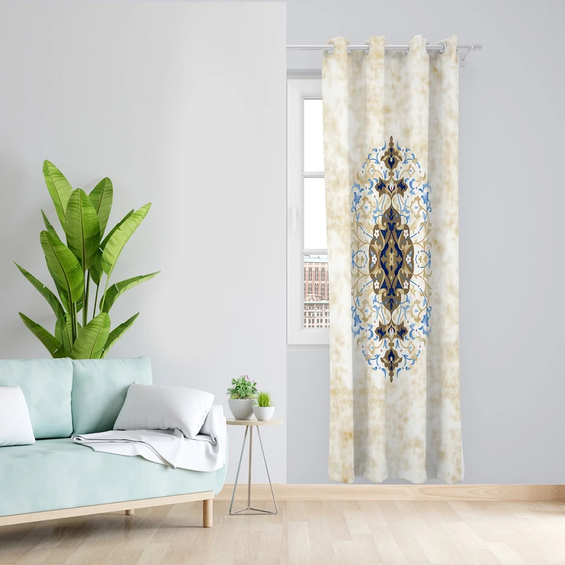 پرده طرح سنتی مدل مخمل پانچی کد 4171 z سایز 140x200 سانتی متر