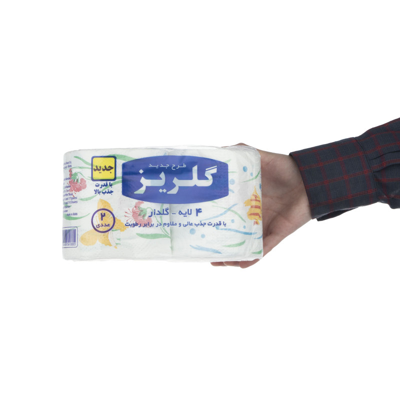 دستمال توالت گلریز مدل گلدار کد 001 2 بسته 2 عددی