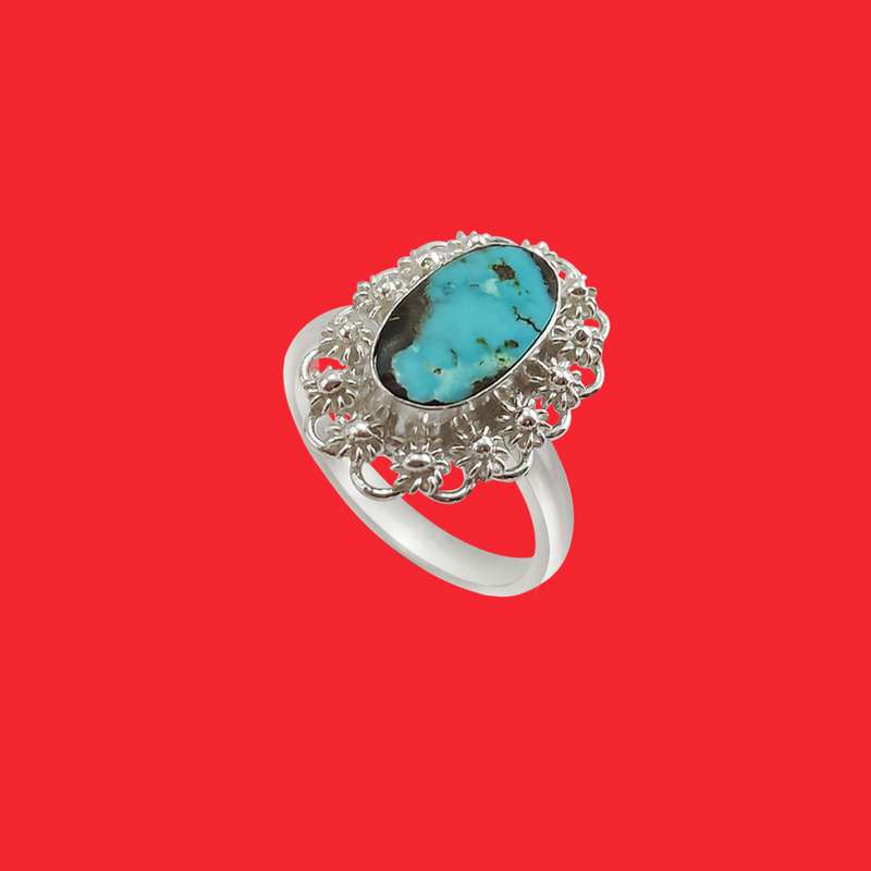 انگشتر نقره زنانه مدل فیروزه نیشابور کد NG5041