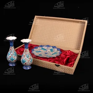 ست هدیه 3 پارچه مینا کاری‎ ‎‎آبی‎ ‎‎طرح‎ ‎ختایی‎ ‎ ‎‎‎‎‎مدل 1124100001