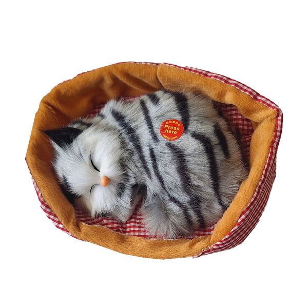 عروسک طرح گربه خوابیده مدل موزیکال کد A04 طول 16 ساتی متر