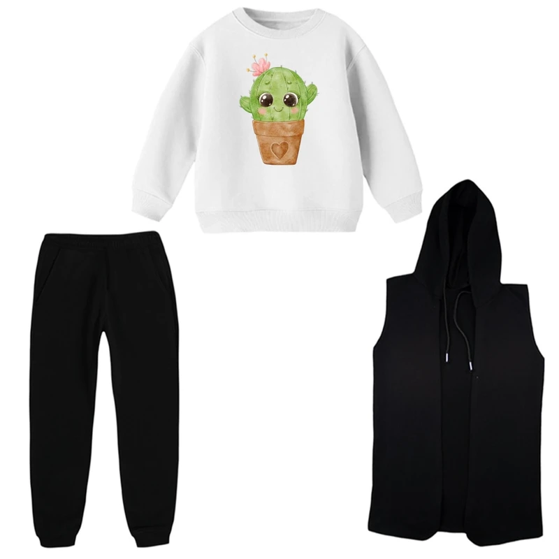 ست 3 تکه لباس راحتی بچگانه مدل کاکتوس کوچولو  