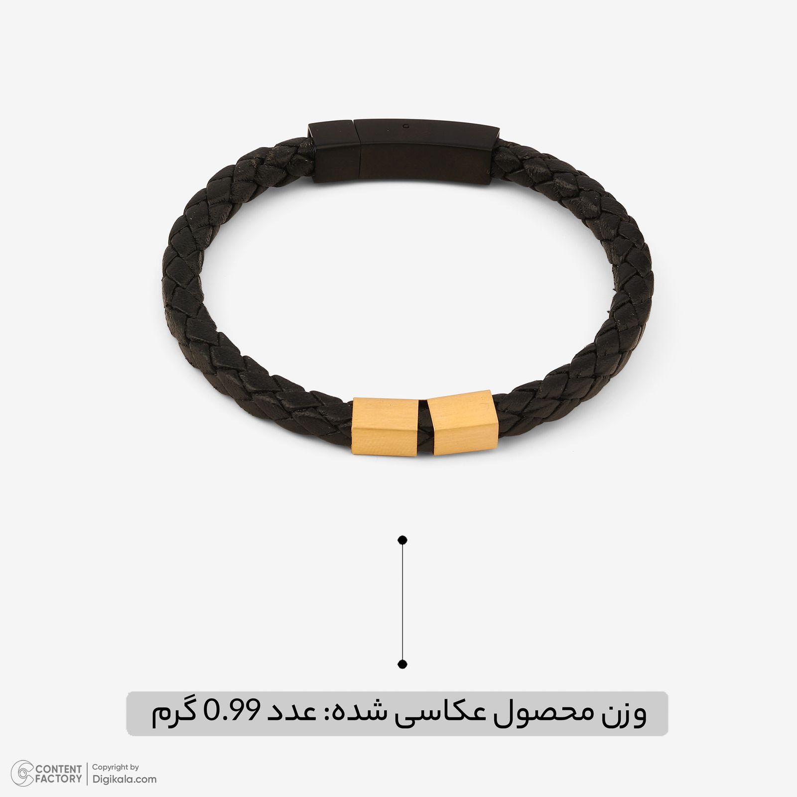دستبند طلا 18 عیار مردانه با بند چرمی روبی آرت گالری مدل 314657 -  - 3