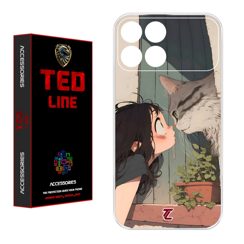 کاور تدلاین طرح دختر و گربه کد 1205 مناسب برای گوشی موبایل شیائومی Poco X6 Pro