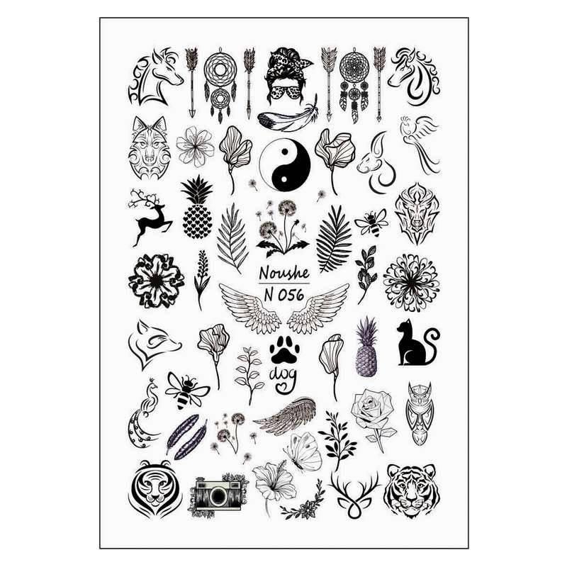 برچسب لنز ناخن مدل سیاه و سفید کد N056