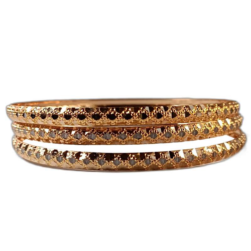 النگو طلا 18 عیار زنانه هلن کد 608s2 بسته سه عددی