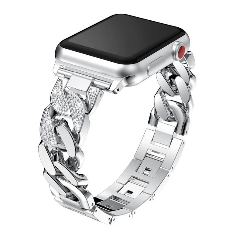 بند مسیر مدل Luxury Diamond Stainless  مناسب برای اپل واچ سری 1/2/3/4/5/6/7/8/9/SE/ULTRA/ULTRA 2 سایز 42/44/45/49 میلی متری