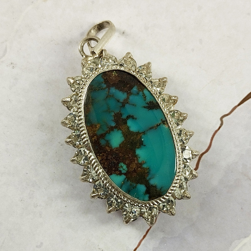 آویز گردنبند نقره زنانه سلین کالا مدل فیروزه نیشابور کد 24