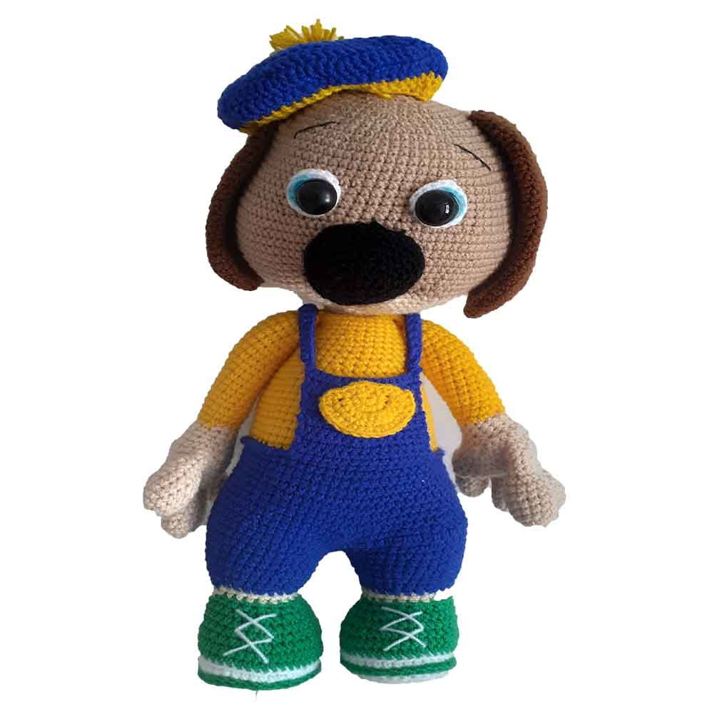 عروسک بافتنی طرح سگ نقاش کد m1001