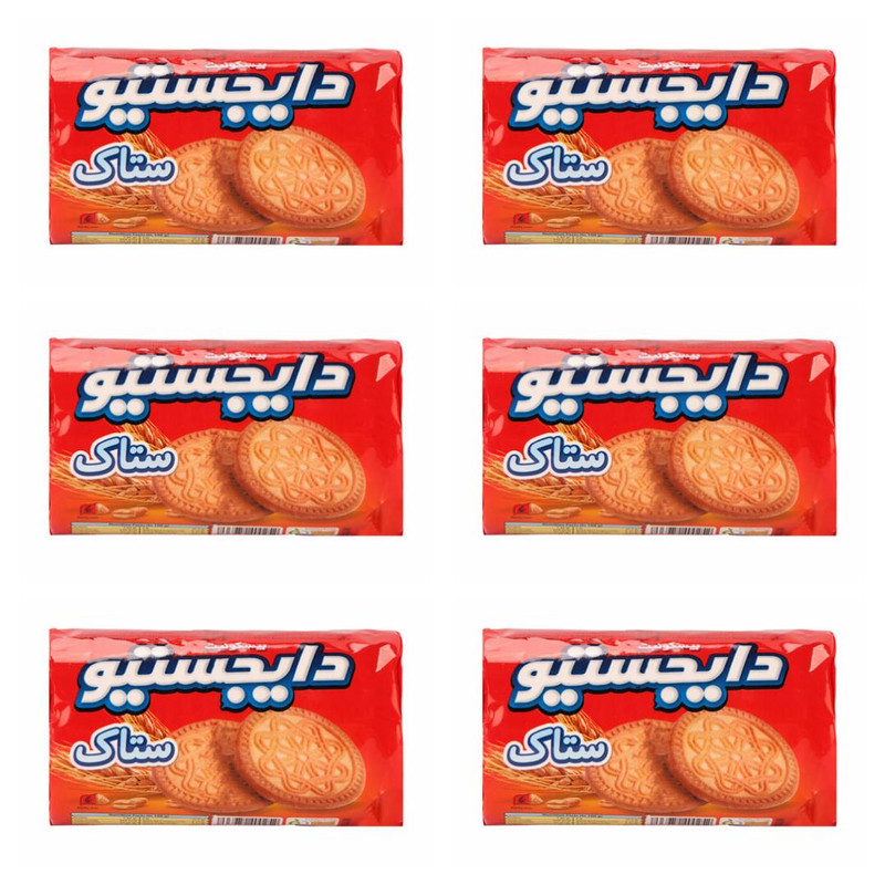 بیسکویت دایجستیو ستاک 150 گرم بسته 6 عددی