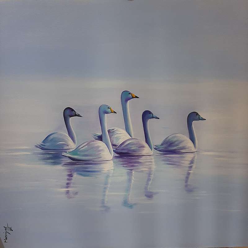 تابلو نقاشی رنگ روغن طرح قو کد DKP-5950660