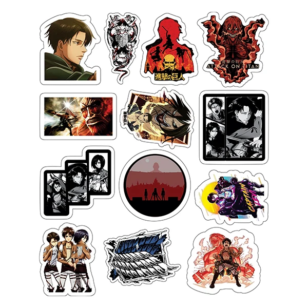 استیکر لپ تاپ توییجین و موییجین طرح Attack on titan کد 03 مجموعه 13 عددی